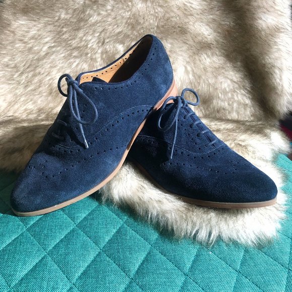SUSINA Ebbi Blue Suede Oxford Loafer - size 9 EUC - Picture 1 of 14